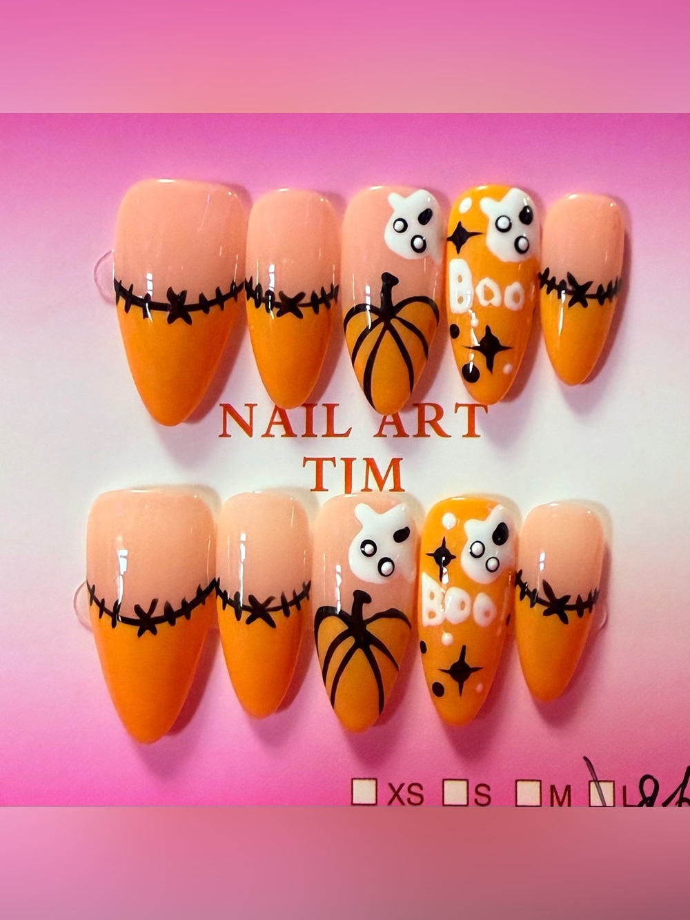Halloween Orange & Nude Press-On Set
